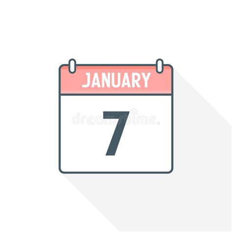 7th January Calendar Icon. January 7 Calendar Date Month Icon Vector ...