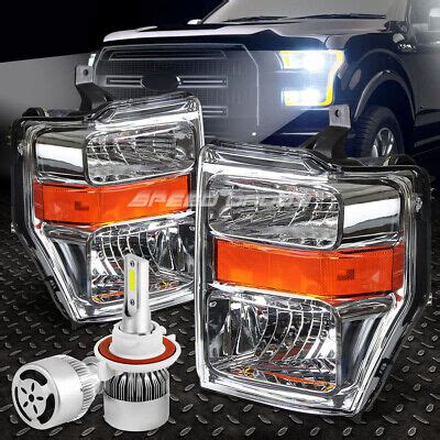 CLEAR LENS HEADLIGHT AMBER CORNER WHITE LED H13 HID W FAN FOR 08 10