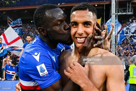 Omar Colley L And Abdelhamid Sabiri Of Sampdoria Celebrate After The