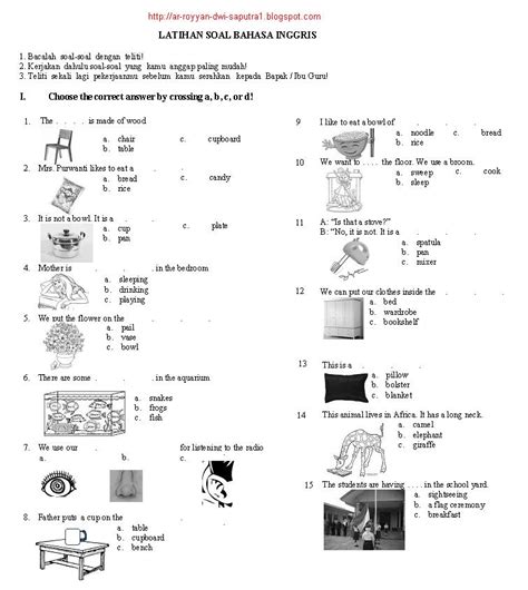 Latihan Soal Bahasa Inggris SD | Download Buku Gratis