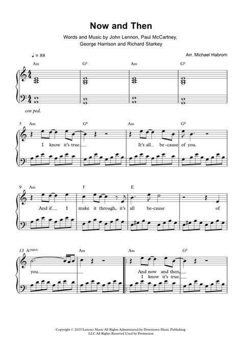 Now And Then Arr Michael Habrom By The Beatles Sheet Music For Easy