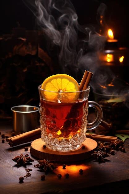 Premium AI Image A Glass Of Hot Traditional Christmas Mulled Wine Or