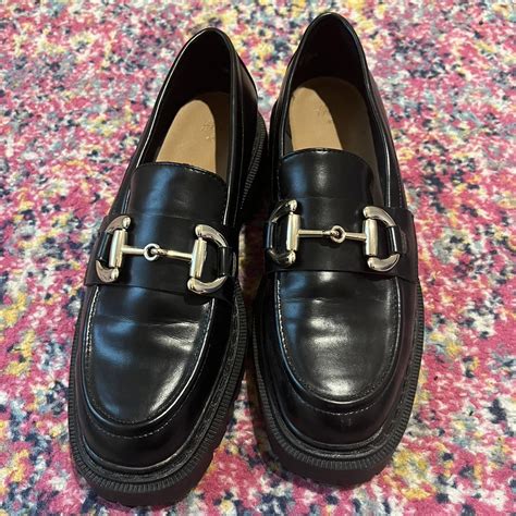 Black platform loafers (worn twice!) with gold... - Depop