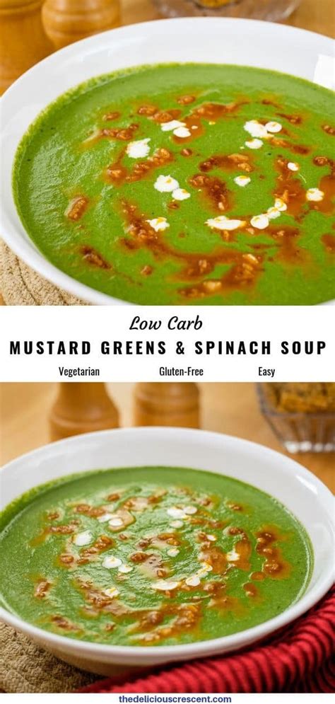 Creamy Spinach Mustard Greens Soup - The Delicious Crescent