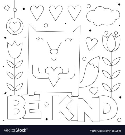 Be Kind Coloring Page Black And White Royalty Free Vector