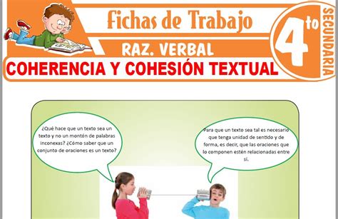 Coherencia Y Cohesi N Textual Para Cuarto De Secundaria Fichas