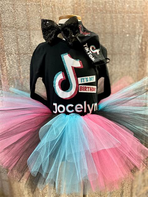 Custom Tik Tok Inspired Tutu Set Outfit Birthday Pink Etsy