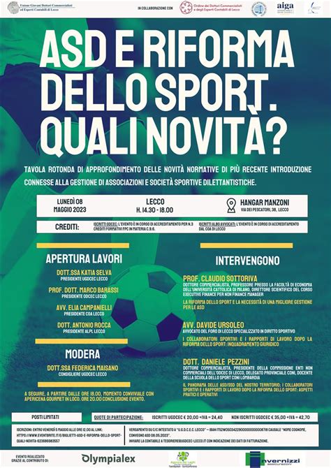 ASD E RIFORMA DELLO SPORT QUALI NOVITÀ UGDCEC DI LECCO