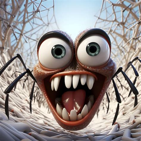 Free Photo Funny Spider With Teeth And Eyes 3d Illustration Horizontal