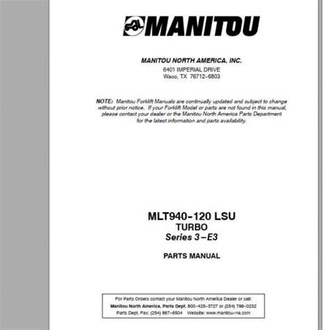 Manitou Forklift Msi D Part Manual