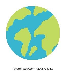 Earth Pixel Art Pixelated Planet Vector Stock Vector Royalty Free