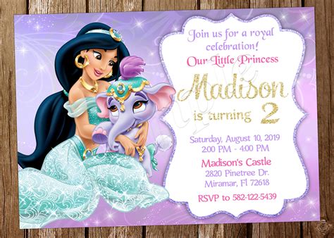 Invitación Jasmine Princesa Jasmine Cumpleaños Princesa Jasmine