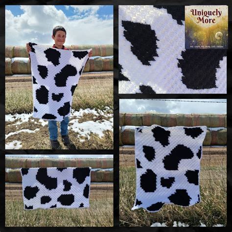 Cow Blanket Cow Print Blanket Cow Stuffy Cow Lovey Crochet Baby Blanket