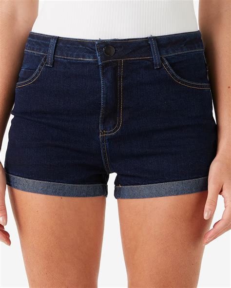 Riachuelo Short Jeans Feminino Hot Pant Cintura Alta Denim Escuro Pool By Riachuelo