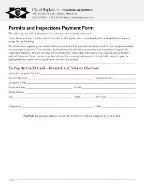 Fillable Online Permits And Inspections Payment Form Fax Email Print