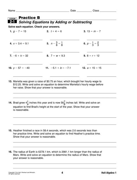 1 4 Practice Solving Equations Answer Key Tessshebaylo