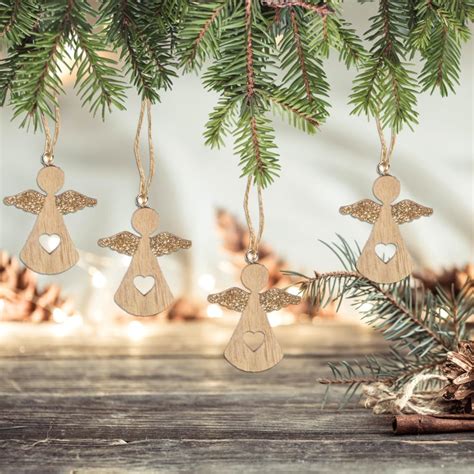 Kleine Engel Weihnachtsanh Nger Aus Holz Natur Gold Nat Rliche W