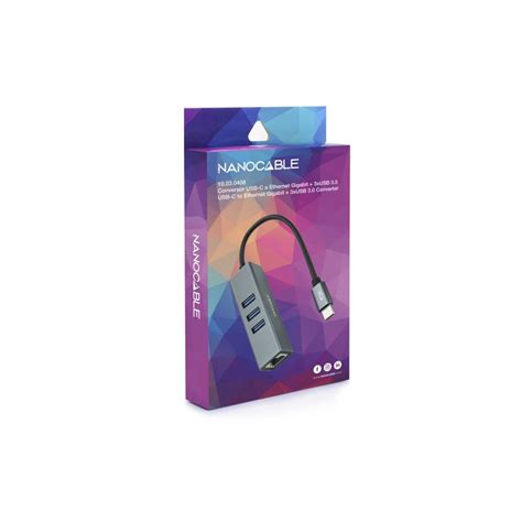 Nanocable Hub USB C A Ethernet Gigabit 3x USB 3 0 Aluminio