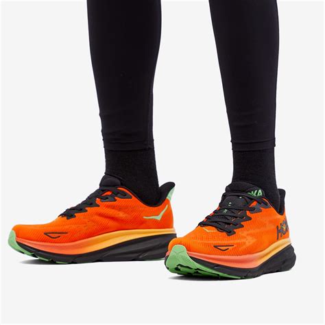 Hoka One One Clifton 9 Flame And Vibrant Orange End Us