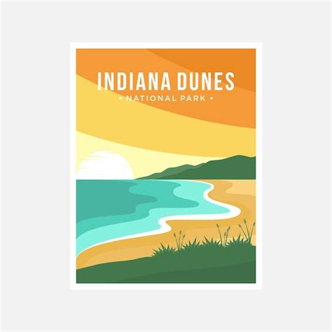 Premium Vector Indiana Dunes National Park Poster Vector Illustration