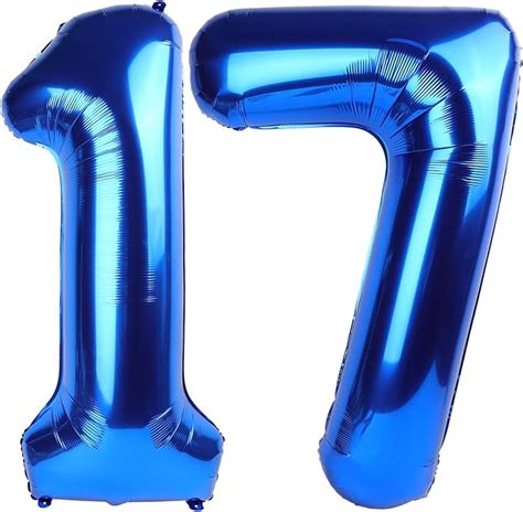 Amazon.com: Navy Blue Number 17 Balloon 40 inch, 17 Number Balloon ...