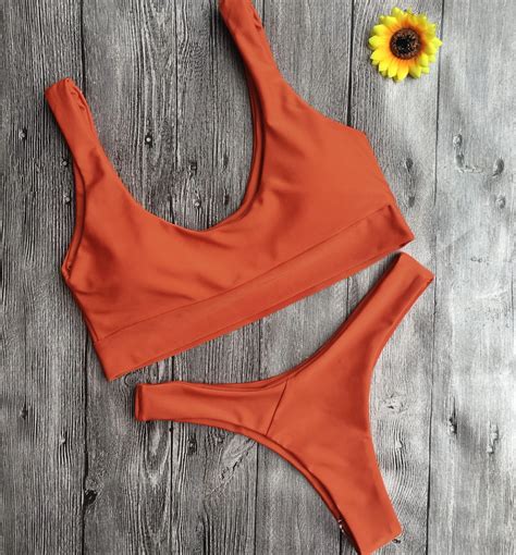 Bikini Swimsuit Swimwear Women S Swimming Suit Orange Femal