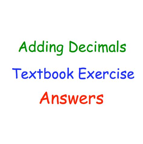 Adding Decimals Textbook Answers Corbettmaths