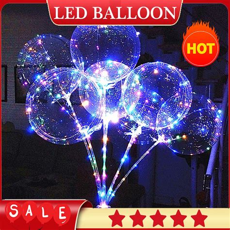 Led Bobo Balloons With Stick Transparent Light Up Bubble Balloons With