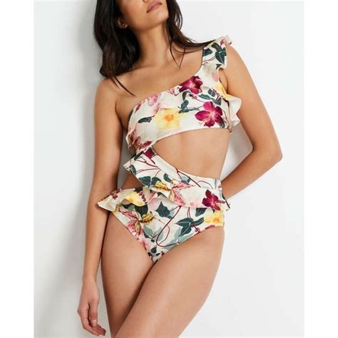 Patbo Swim Patbo Hibiscus Cut Out One Piece Swimsuit Vanilla Floral