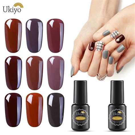 Ukiyo 8ml Coffee Brown Color Nail Gel Polish Long Lasting Nail Art Gel Varnish Semi Permanent