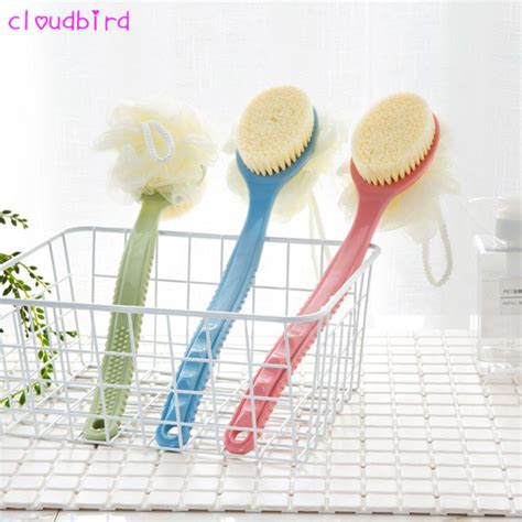 ★♈★ Shower Body Brush With Bristles And Loofah Back Scrubber Bath Mesh