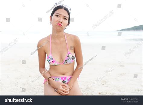 Asian Woman Makeup Bikini Sad Expression Stock Photo 2158397903 Shutterstock