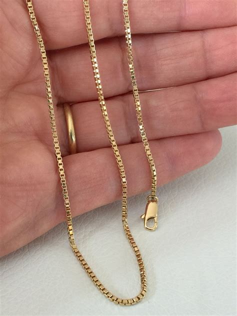 Gold Box Chain Necklace 28 Simple Plain Minimalist Etsy