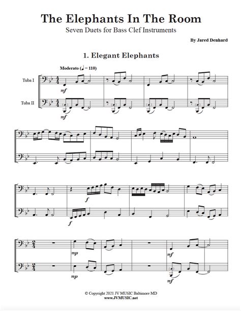 The Elephants In The Room 7 Duets For Bass Clef Instruments Music Catalogue