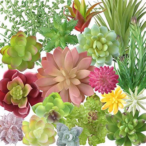 VARWANEO 18 Pcs Artificial Succulents Realistic Fake Plants Unpotted