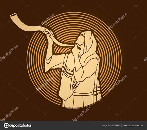 Jew Blowing The Shofar Sheep Kudu Horn Stock Vector Image By Sila5775