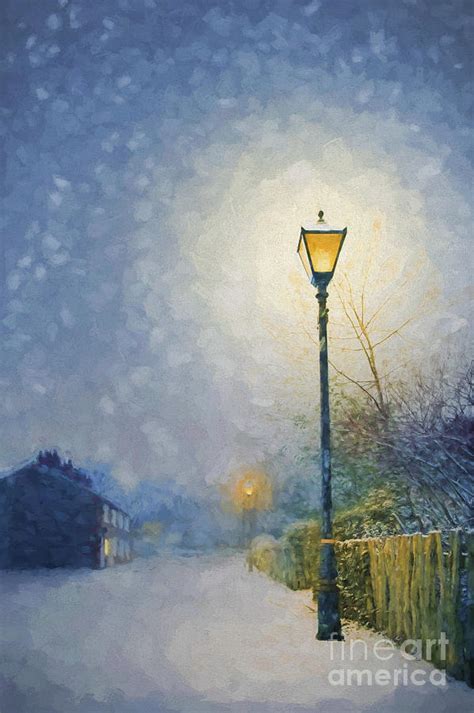 Street Lamp At Night Painting