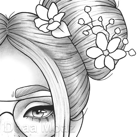 Printable Coloring Page Girl Portrait And Clothes Colouring