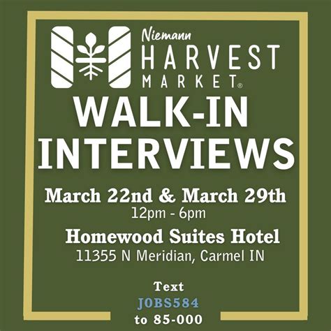 Niemann Harvest Market Hiring Event 2140 E 116th Street Carmel In