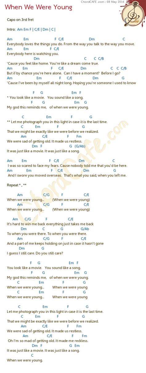 คอร์ด When We Were Young - รูปภาพ Download | ChordCafe