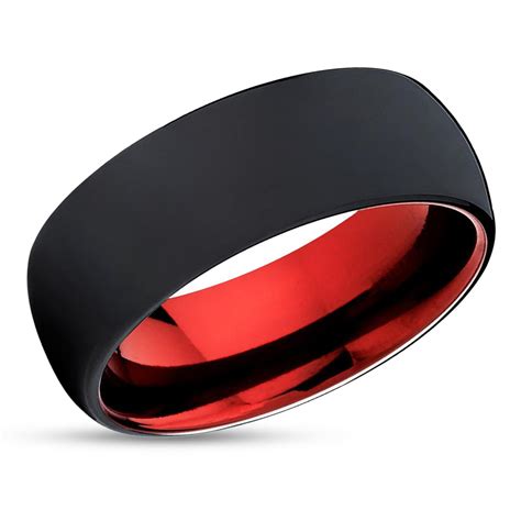 Red Tungsten Wedding Band Red Tungsten Wedding Rings Black Rings Clean Casting Jewelry