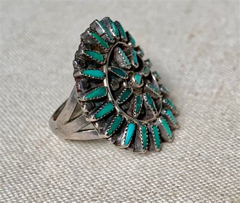 Reserved For Nancy Zuni Needlepoint Turquoise Ring Vintage Native