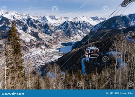 Gondola Approaching Station San Sofia On A Winter Day In Telluride