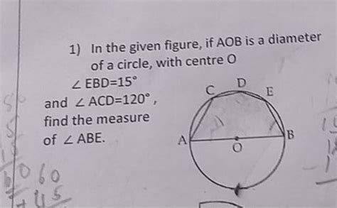 In The Given Figure If Aob Is A Diameter Of A Circle With Centre Oa