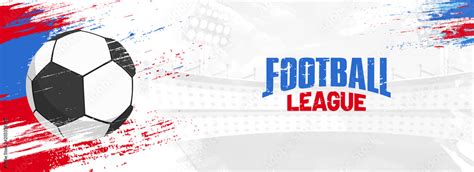 Vecteur Stock Football League Web Banner Design With Soccer Ball On