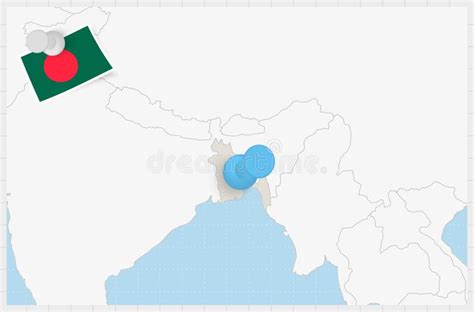 Map Of Bangladesh With A Pinned Blue Pin Pinned Flag Of Bangladesh