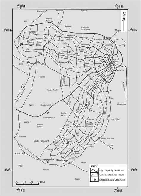 Bus route network in Federal Capital Territory, Abuja | Download ...