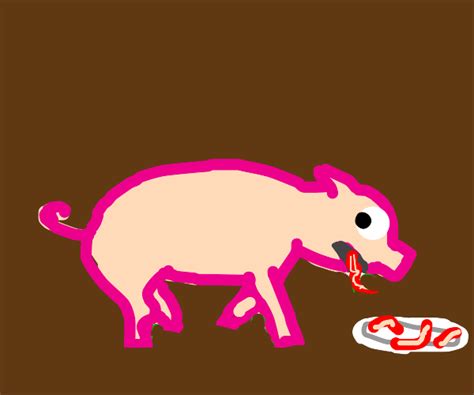 Pig Eating Bacon - Drawception