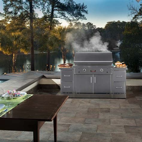 Tec Sterling Patio 2 Fr Infrared Propane Gas Grill On Stainless Steel Island And Half Warming