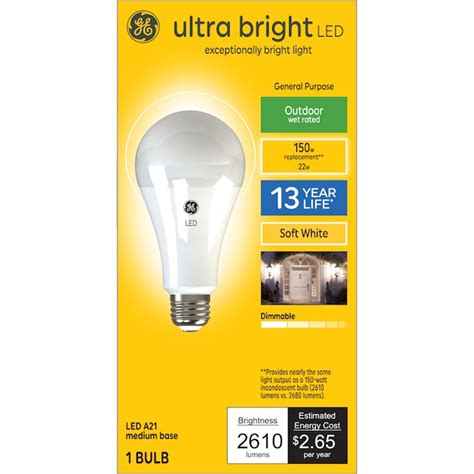 Ge Ultra Bright 150 Watt Eq A21 Soft White Medium Base E 26 Dimmable Led General Purpose Light